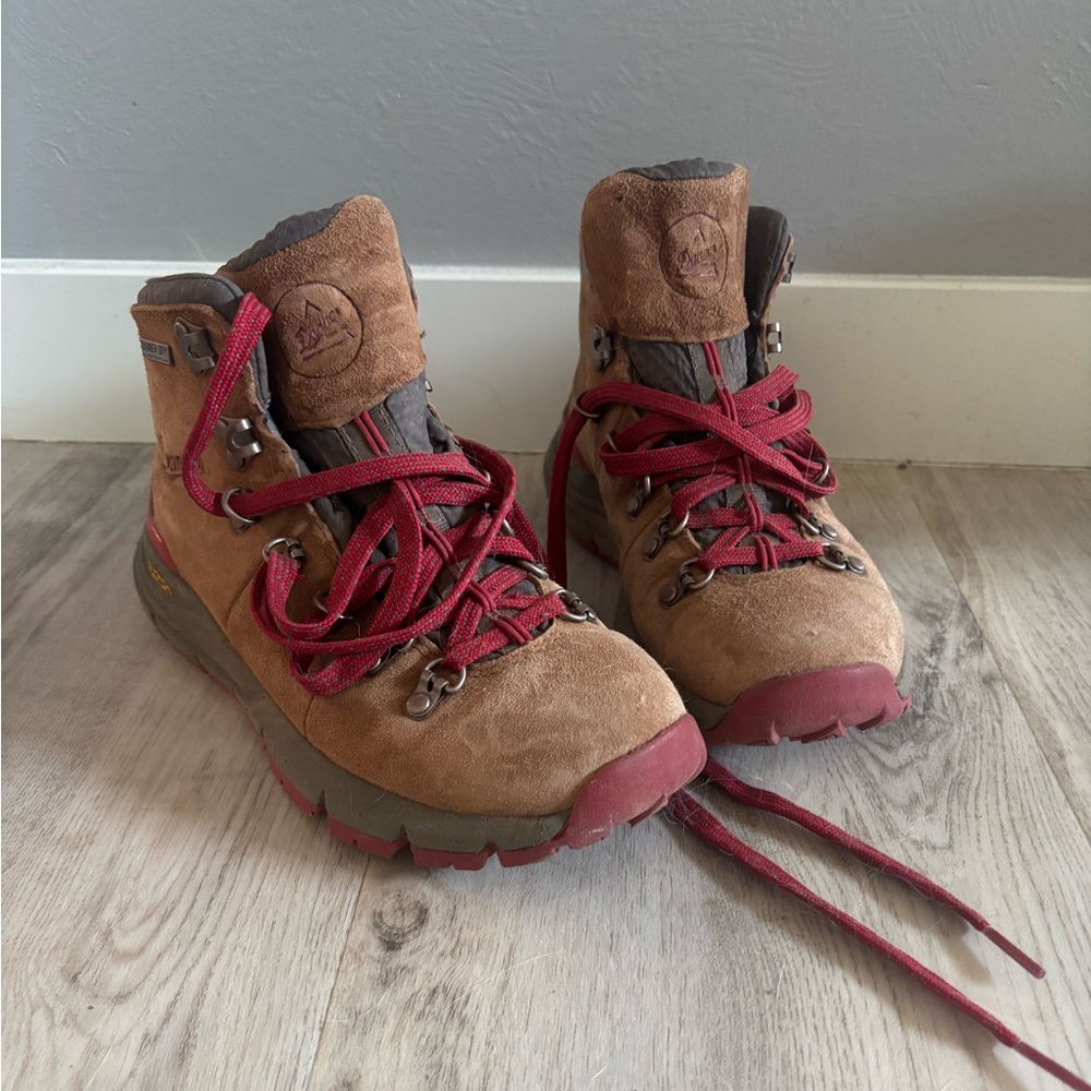 Brown Hiking Boots with Red Laces